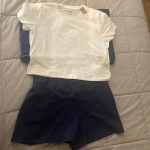 Crop top and sweat shorts